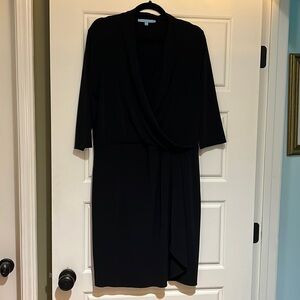 Antonio melani faux wrap little black dress large work career